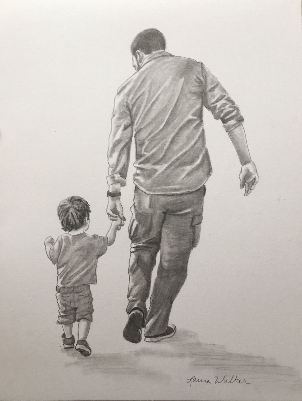 16x20, 2 people full body, Pencil drawing, drawing of a couple, person and a pet, people drawing, pencil portrait
