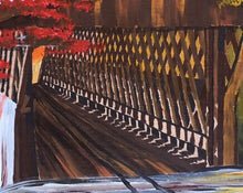 Load image into Gallery viewer, 11x14, bridge, custom painting, covered bridge, acrylic painting
