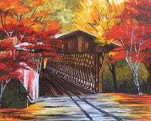 Load image into Gallery viewer, 11x14, bridge, custom painting, covered bridge, acrylic painting
