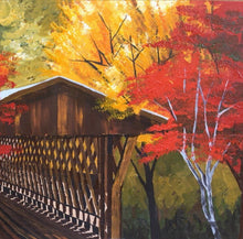 Load image into Gallery viewer, 9x12, bridge, custom painting, covered bridge, acrylic painting
