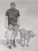 Load image into Gallery viewer, 11x14, 1 person Full body, Pencil drawing, pencil portrait
