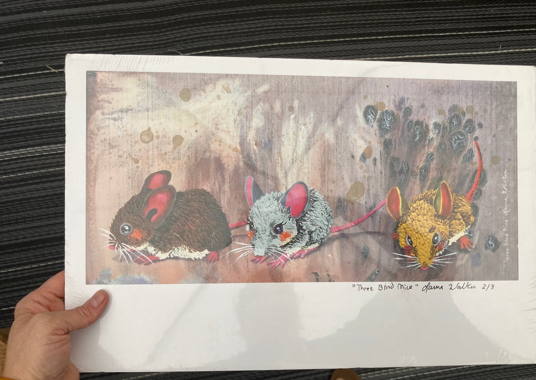 Three Blind Mice, mouse print, reproduction