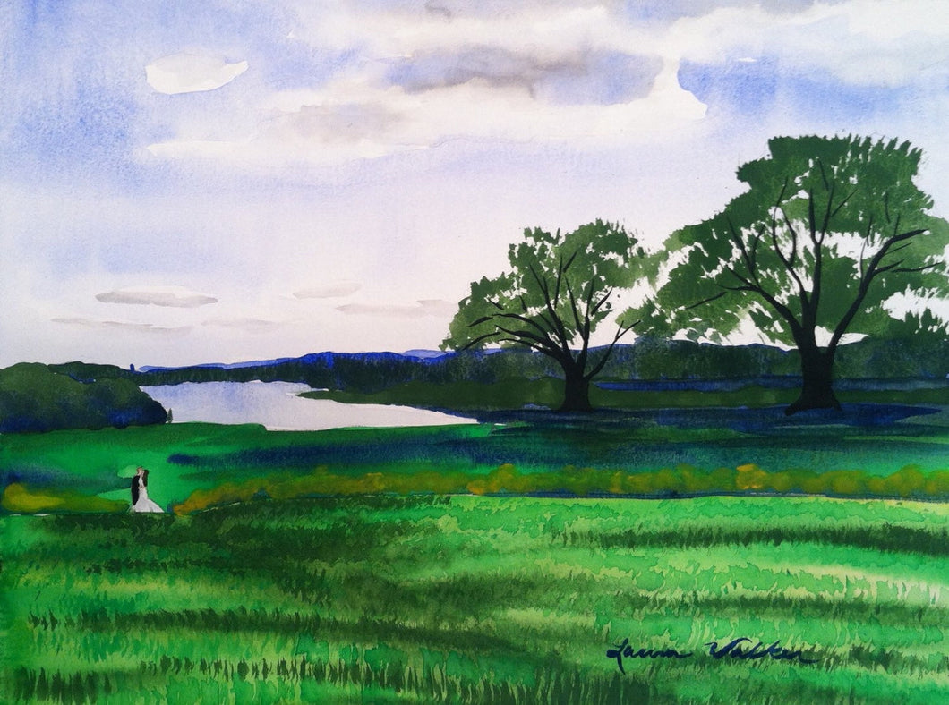 11x14, watercolor landscape, made to order, painting from photo, watercolor, gift