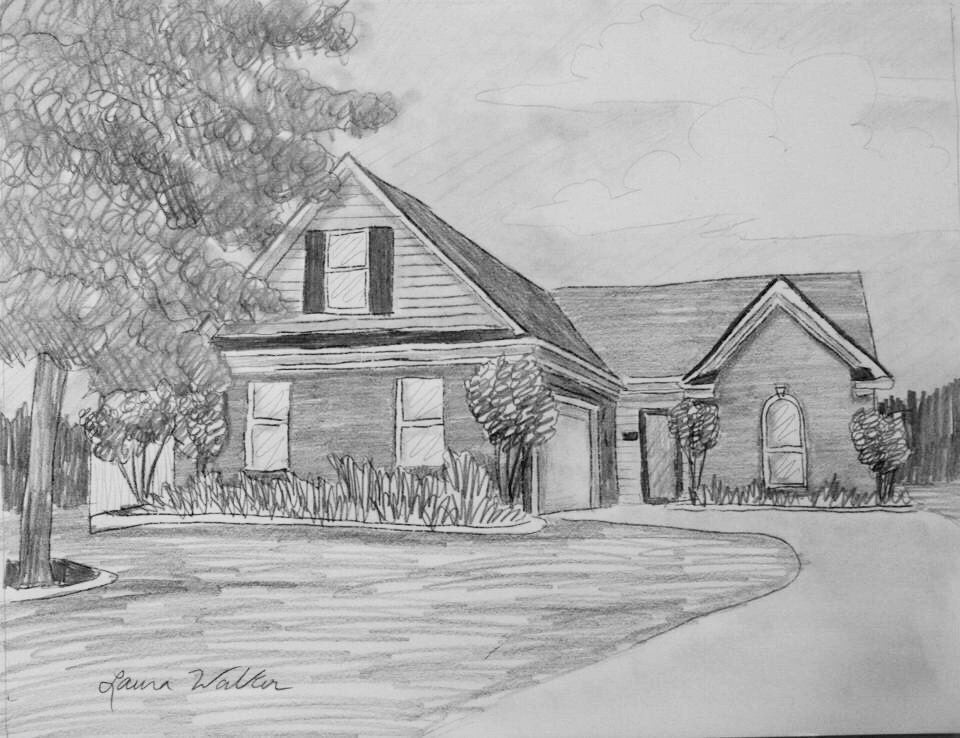 9x12, house, barn, pencil drawing, house portrait, custom art