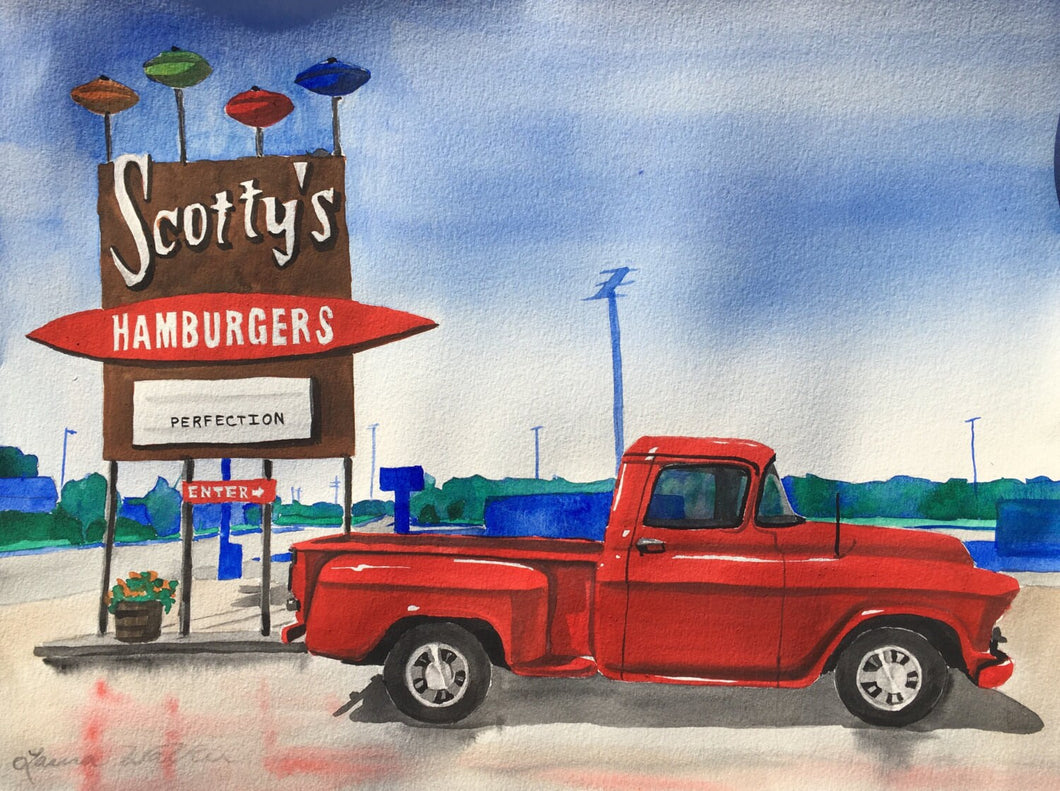 painting from photo, car painting,  jeep painting, truck painting, 11x14, watercolor