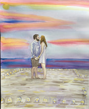 Load image into Gallery viewer, 9x12, full body 2 people, photo to painting, custom painting, from photo, watercolor
