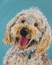 Load image into Gallery viewer, 16x20 textured acrylic painting, pet portrait, from photo, dog, pet, cat, custom art
