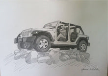 Load image into Gallery viewer, truck drawing, car, sketch, pencil drawing, drawing of a truck, drawing of a car, truck portrait, 9x12
