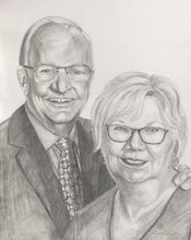 Load image into Gallery viewer, 16x20, 2 faces, Drawing, made to order, pencil portrait
