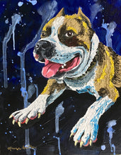 Load image into Gallery viewer, 16x20 textured acrylic painting, pet portrait, from photo, dog, pet, cat, custom art
