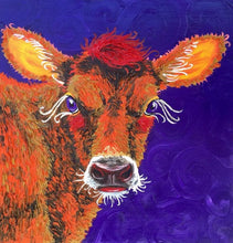 Load image into Gallery viewer, 16x20 textured acrylic painting, Cow, custom painting, from photo, acrylic painting, made to order
