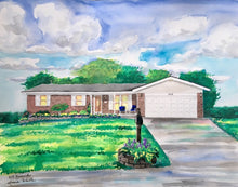 Load image into Gallery viewer, 11x14, house, barn, custom painting, from photo, watercolor, house portrait
