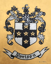 Load image into Gallery viewer, Family crest, coat of arms, custom made, made to order, custom art, painted family crest, painted coat of arms, custom art, 16x20
