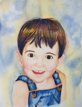 Load image into Gallery viewer, 9x12, face of 1 person, custom painting, from photo, watercolor portrait
