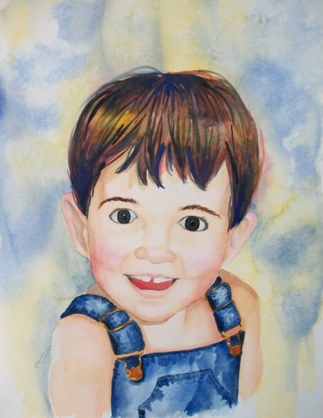 9x12, face of 1 person, custom painting, from photo, watercolor portrait