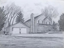 Load image into Gallery viewer, 11x14, drawing of house, made to order, pencil drawing, from photo
