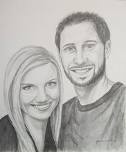 Load image into Gallery viewer, 16x20, 2 faces, Drawing, made to order, pencil portrait
