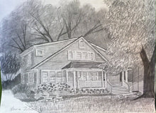 Load image into Gallery viewer, Custom art, house drawing, from photo, 16x20, pencil drawing
