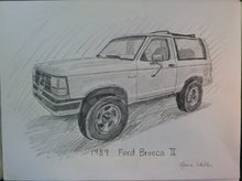 Load image into Gallery viewer, truck drawing, car, sketch, pencil drawing, drawing of a truck, drawing of a car, truck portrait, 9x12
