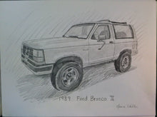Load image into Gallery viewer, custom drawing, drawing from photo, car, truck, 9x12, drawing of a car
