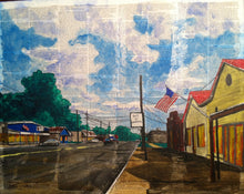 Load image into Gallery viewer, 16x20, street scene, farm, homestead, photo to painting, acrylic illustration, collage, city
