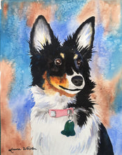 Load image into Gallery viewer, 20x24, watercolor, custom painting, from photo, painting of pet, dog portrait, watercolor of dog
