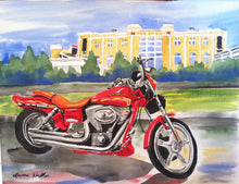 Load image into Gallery viewer, airplane, plane, boat, motorcycle, watercolor painting, 11x14
