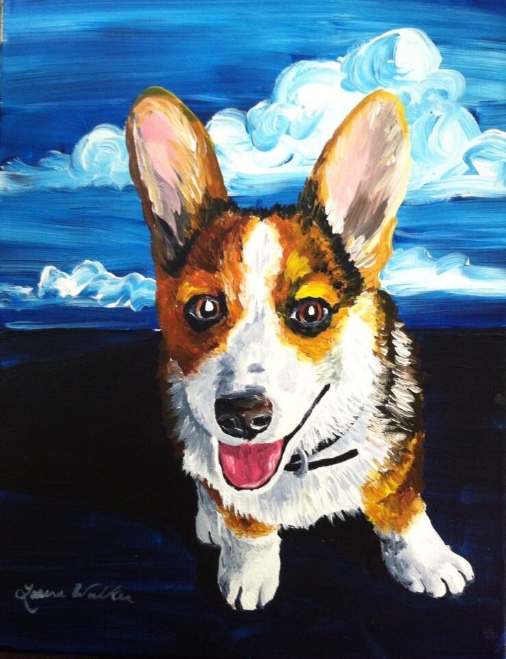 11x14 flat acrylic, dog, cat, painting from photo, pet portrait
