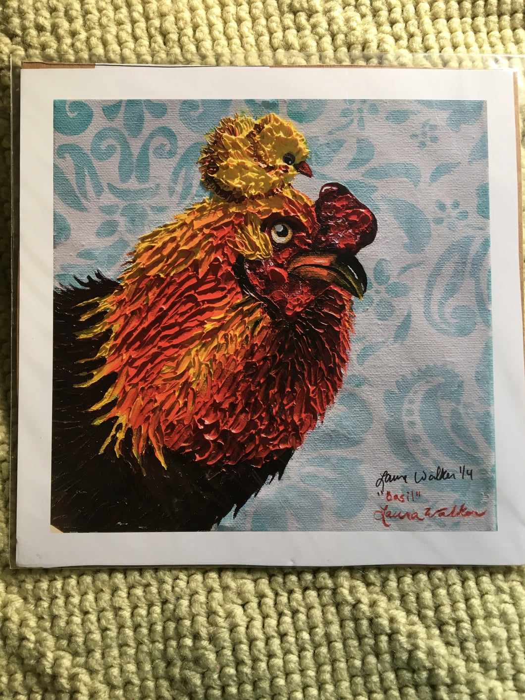 Basil, rooster, chicken, print, reproduction