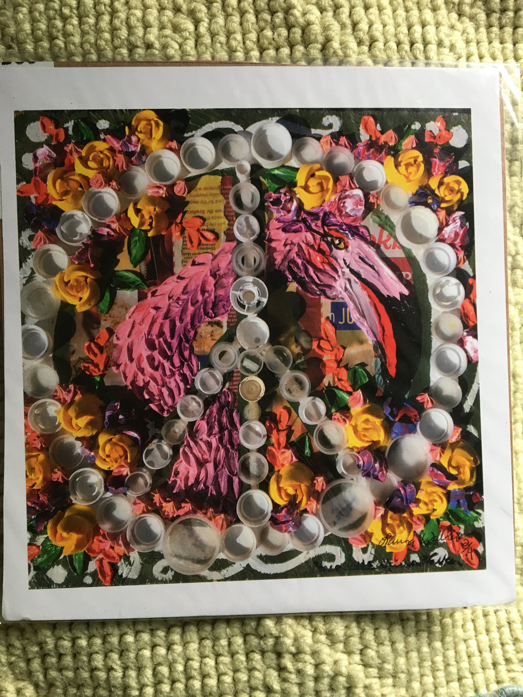 Peace Dude, flamingo, print, reproduction